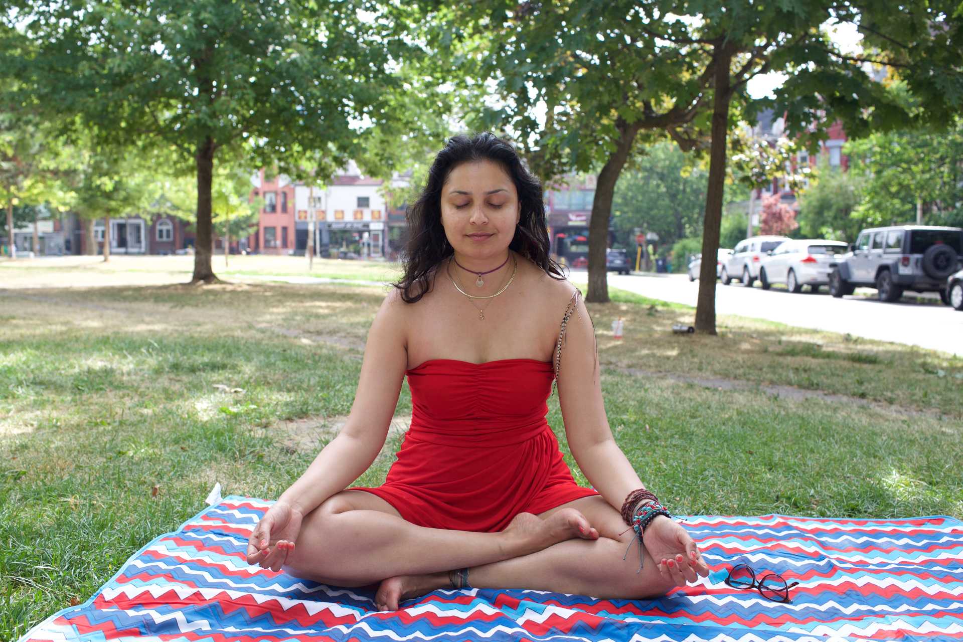 Boom Shikha Meditating in Park